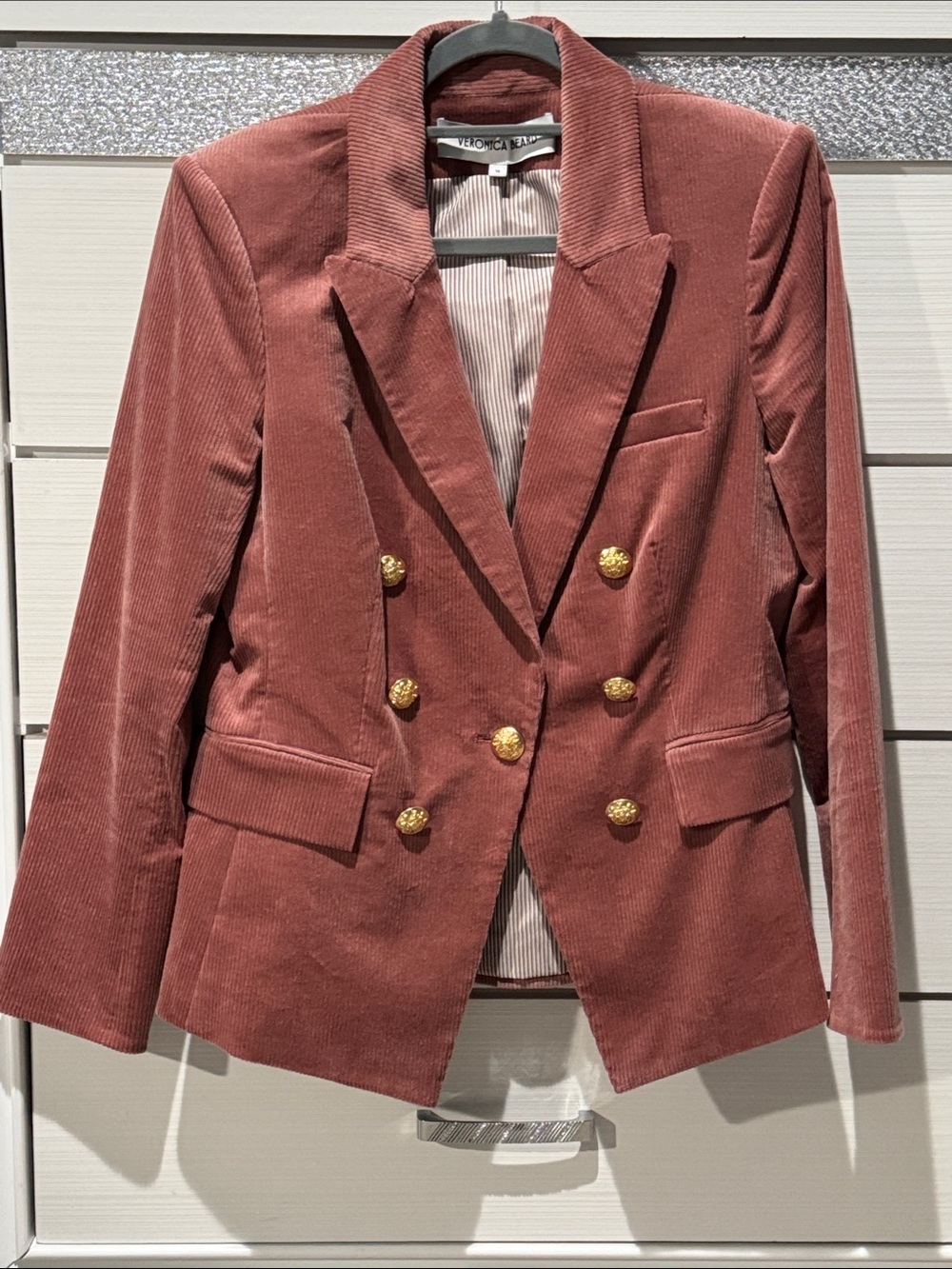 Veronica Beard Rose Corduroy Dickey Blazer with Gold Buttons